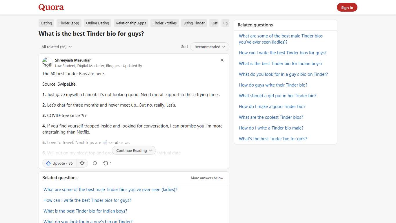 What is the best Tinder bio for guys? - Quora